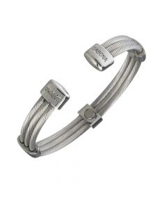 Sabona of London Magnetschmuck Spange Trio Cable aus Edelstahl in Silber Detailansicht