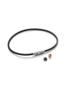 Lunavit Magnetschmuck Halskette Clic Mag 3.0 in schwarz aus Silikon und verschieden farbigen Charms in schwarz, Silber und Rose Detailansicht