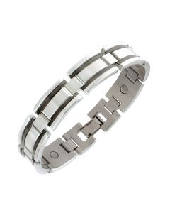 Sabona of London Magnetschmuck Armband Black Stripe für Männer aus Edelstahl Detailanischt